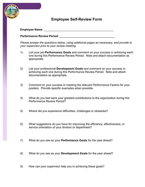 Employee Self Review Template