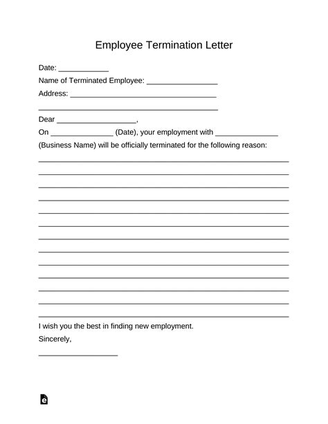 Employee Termination Form Template