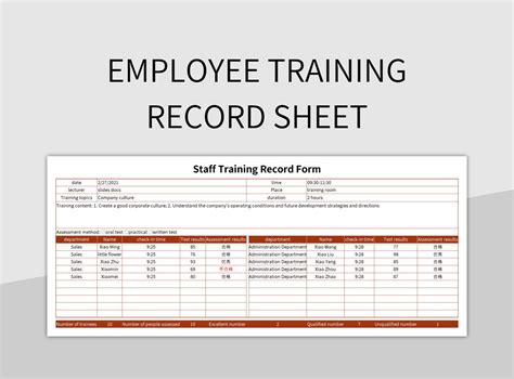 Employee Training Record Template Excel