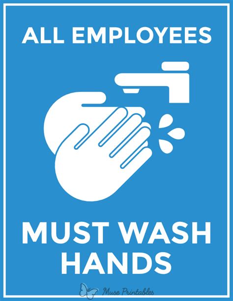Employees Must Wash Hands Sign Printable