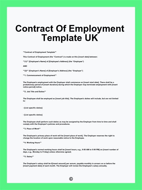 Employment Contract Template Uk