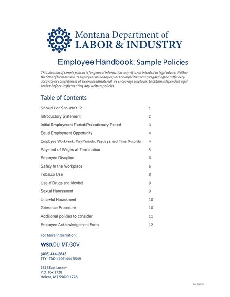 Employment Handbook Template