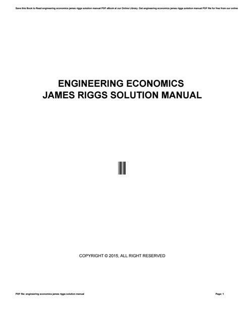 Engineering Economics James Riggs Solution Manual