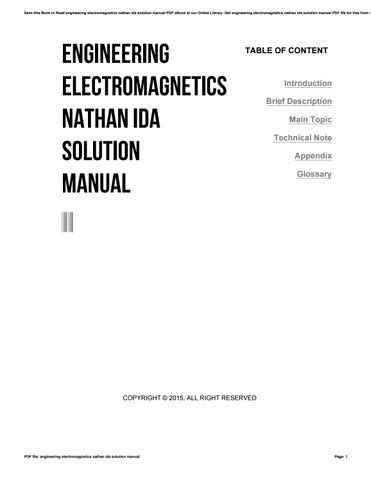 Engineering Electromagnetics Nathan Ida Solution Manual