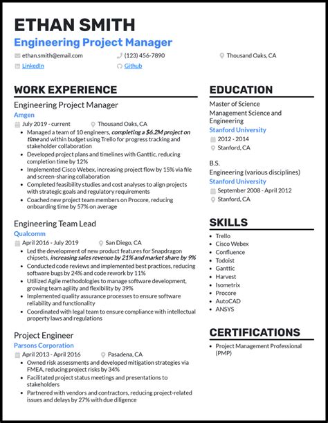 Engineering Manager Resume Template