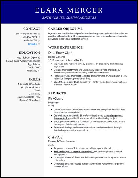 Entry Level Claims Adjuster Resume Examples For 2026 Resume Worded