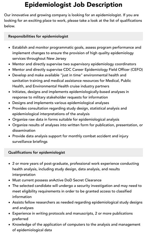 Epidemiologist Career Description