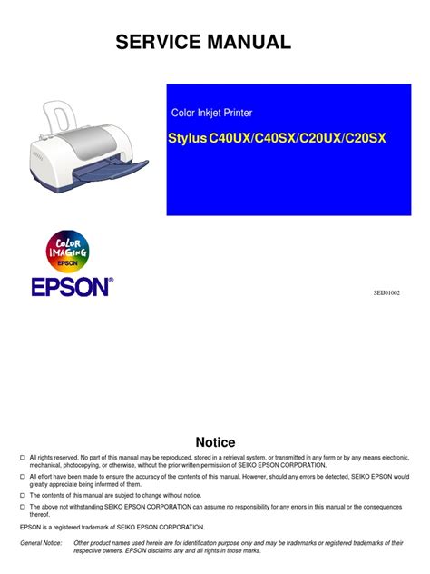 Epson Stylus C40ux C40sx C20ux C20sx Service Manual