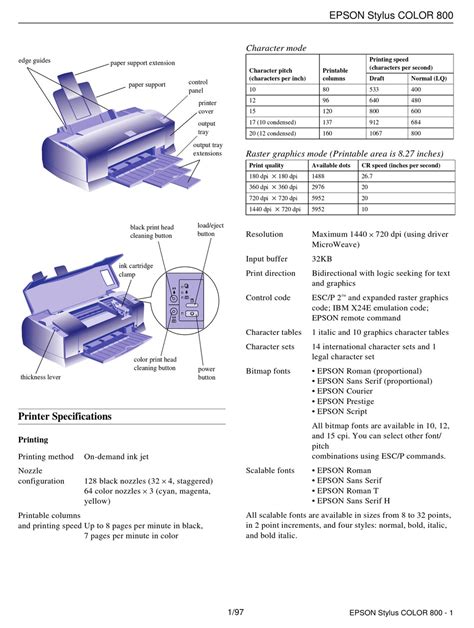 Epson Stylus Color 800 Printer Service Manual