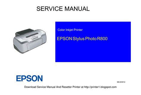 Epson Stylus Photo R800 Color Inkjet Printer Service Repair Manual