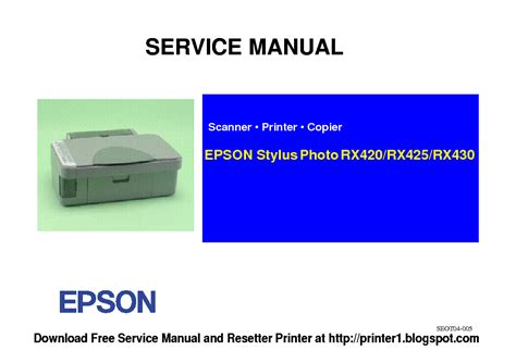 Epson Stylus Photo Rx420 Rx425 Rx430 Service Manual Pdf