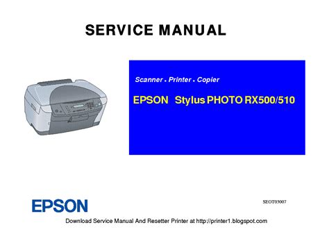 Epson Stylus Photo Rx500 Rx 500 Printer Rescue Software And Service Manual