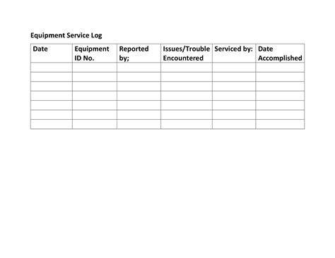 Equipment Log Template