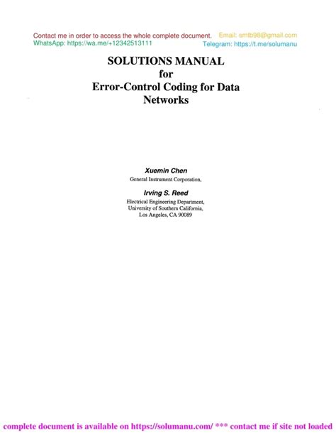 Error Control Coding Solution Manual