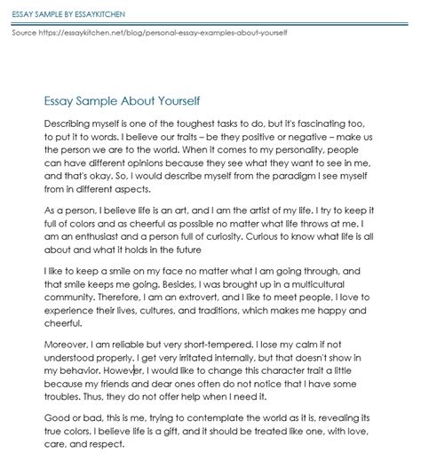 Essay About Yourself Template