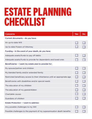 Estate Planning Checklist Template