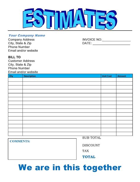 Estimate And Invoice Templates