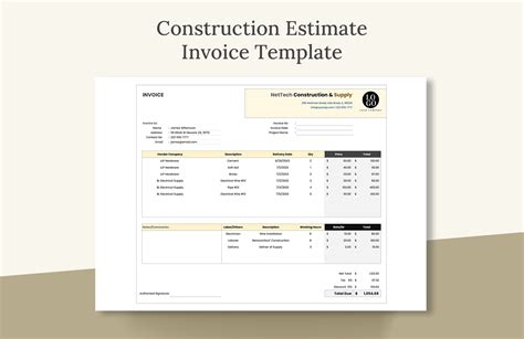 Estimate Invoice Template Free