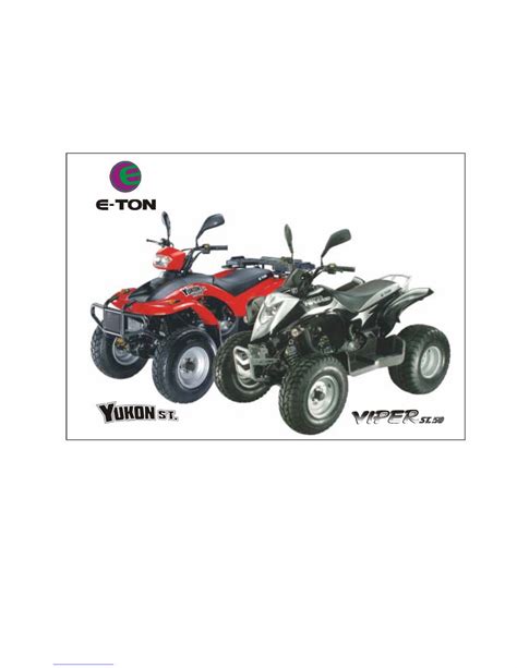 Eton Viper St 50 Exl 50 Quad Bike Atv Service Repair Manual