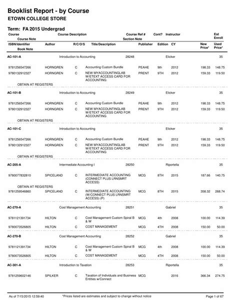 Etown Course Catalog