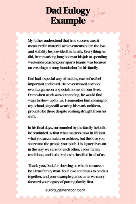 Eulogy Template For Dad