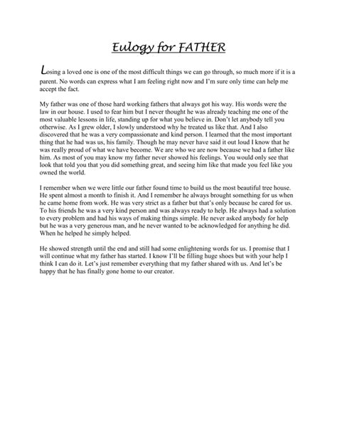 Eulogy Template For Father
