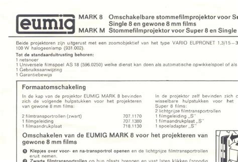 Eumig Mark 8 Mark M Manual Handleiding Nederlands