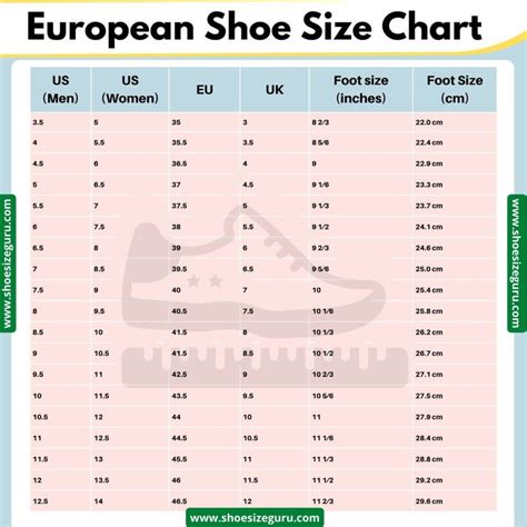 Euro Footwear Size Chart