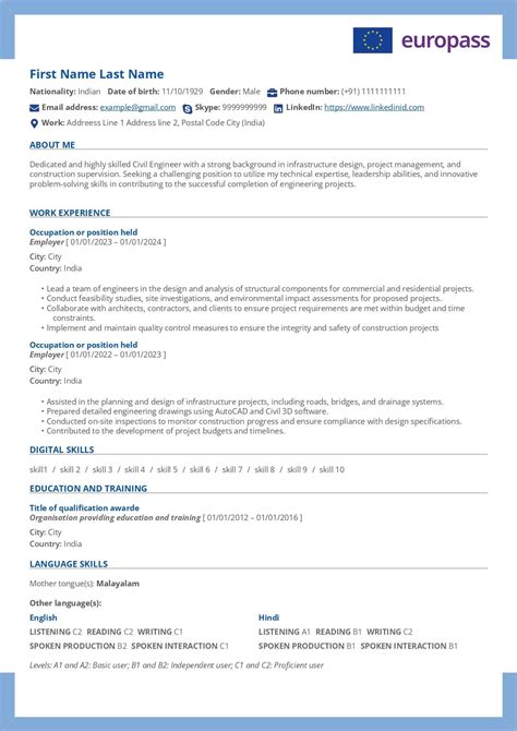 Europass Cv Template Word