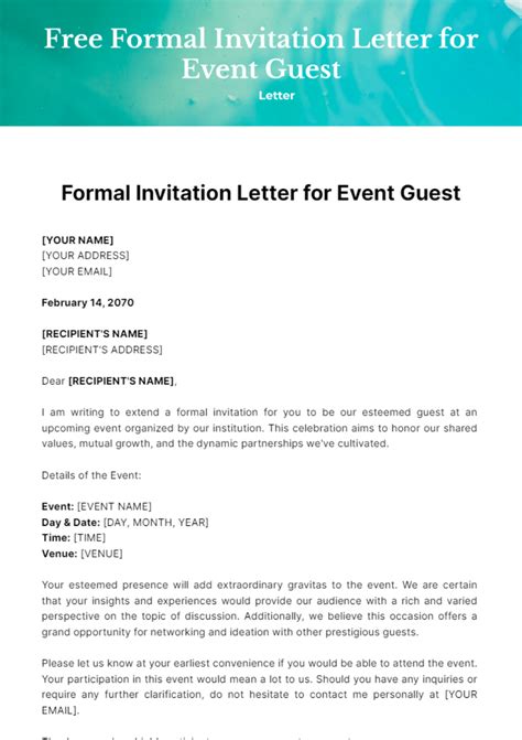 Event Invitation Letter Template