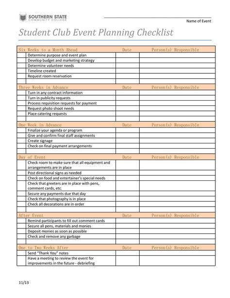 Event Planning Checklist Template