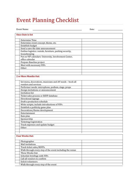 Event Preparation Checklist Template