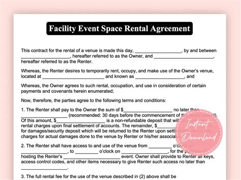 Event Rental Contract Template