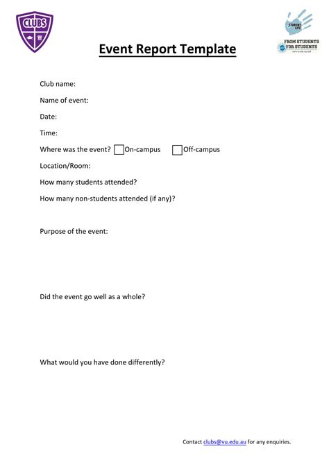 Event Summary Report Template