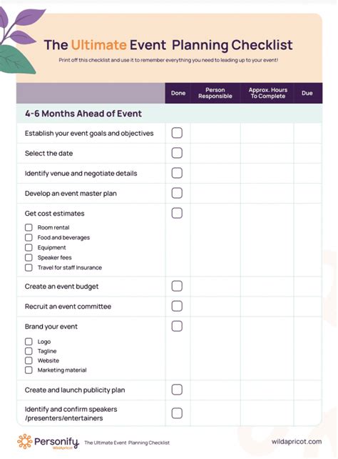 Event To Do List Template