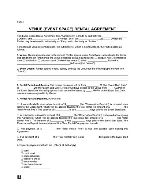 Event Venue Agreement Template