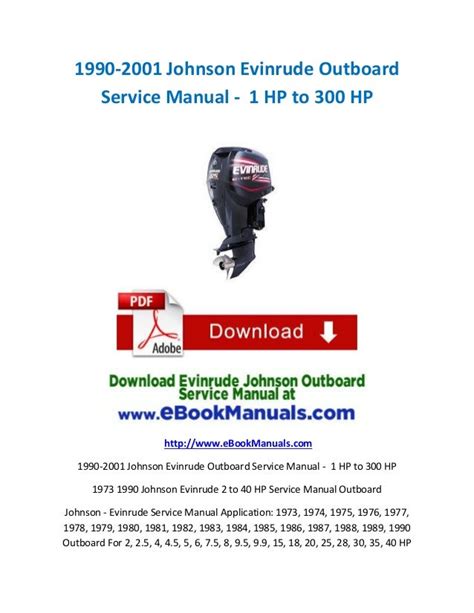 Evinrude Johnson 1990 2001 Service Repair Manual 1 To 70 Hp