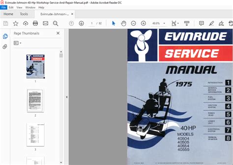 Evinrude Johnson 40 Hp Workshop Service And Repair Manual