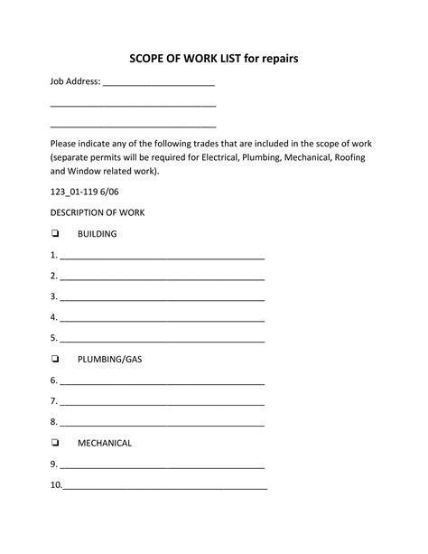 Example Of Scope Of Work Template