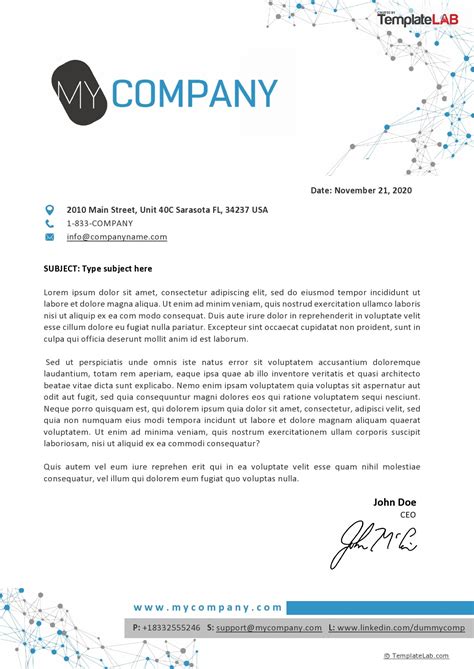 Examples Of Company Letterhead Templates