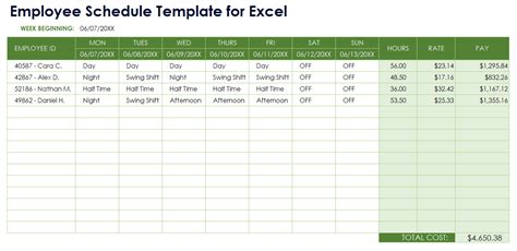 Excel Employee Schedule Template