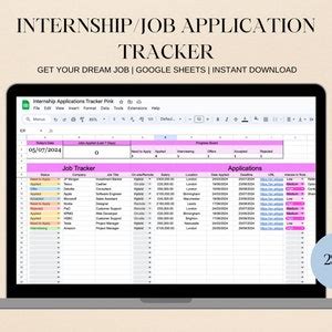 Excel Internship Tracker Template
