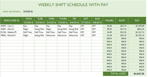 Excel Labor Schedule Template