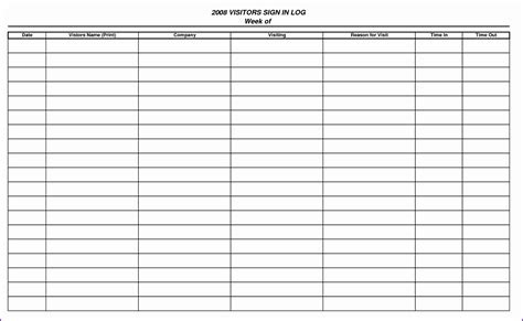 Excel Sign Out Sheet Template