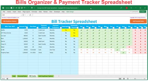 Excel Template For Bills