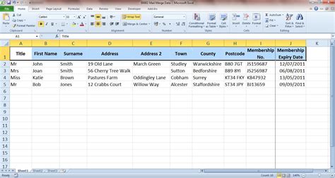 Excel Template For Mail Merge
