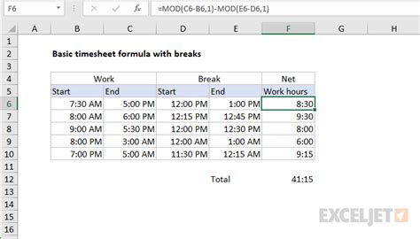 Excel Timesheet Formula Template