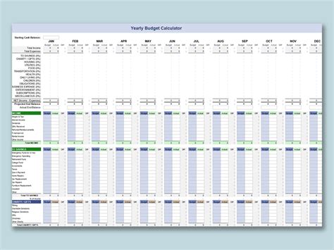 Excel Yearly Budget Template