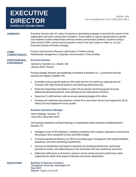 Executive Director Resume Template