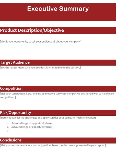 Executive Summary Template For Report